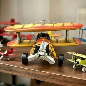 1936 Yellow American Grumman Gulfhawk II - Classic Toy Biplane